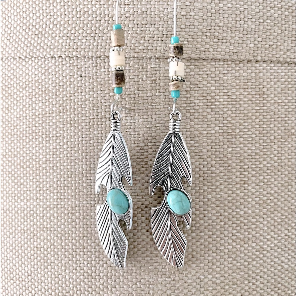 Boho Feather Drop Earrings